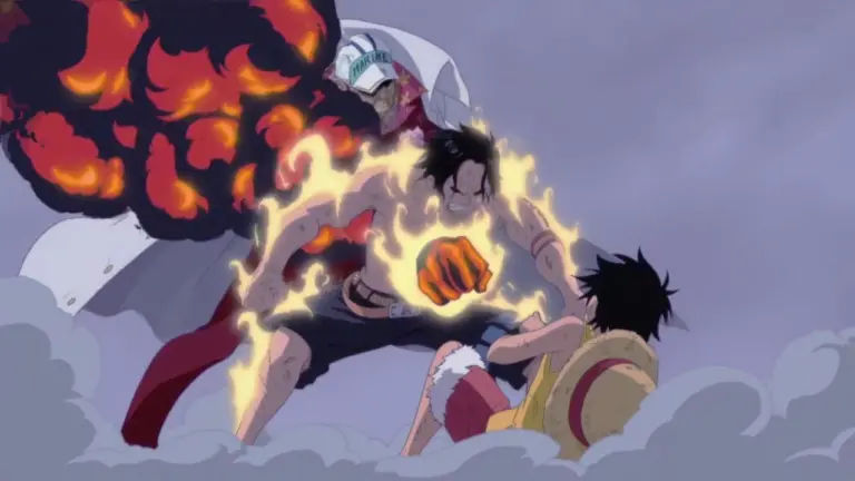 Khoảnh khắc Ace che chở cho Luffy khỏi Akainu